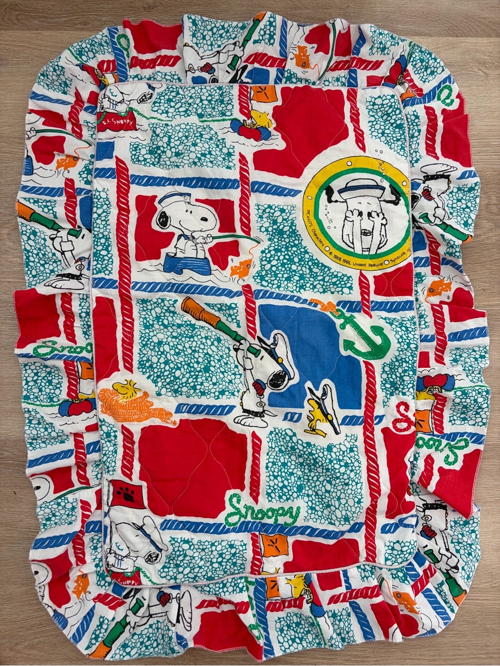Vintage Peanuts Snoopy Quilted Standard Size Pillow Case